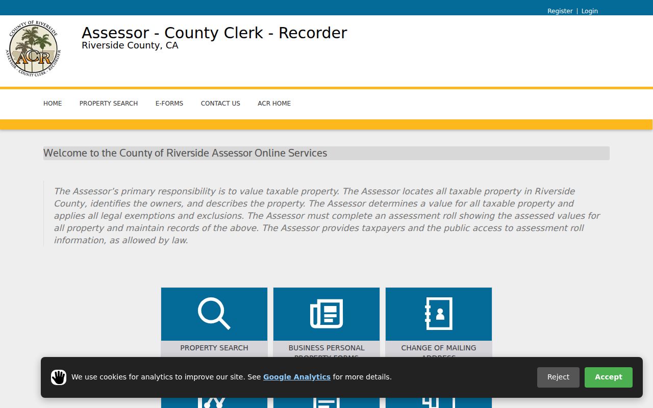 Beaumont people search Riverside ACR public access portal